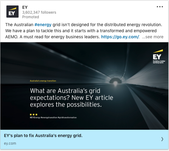 EY ads on Australia's grid expectations