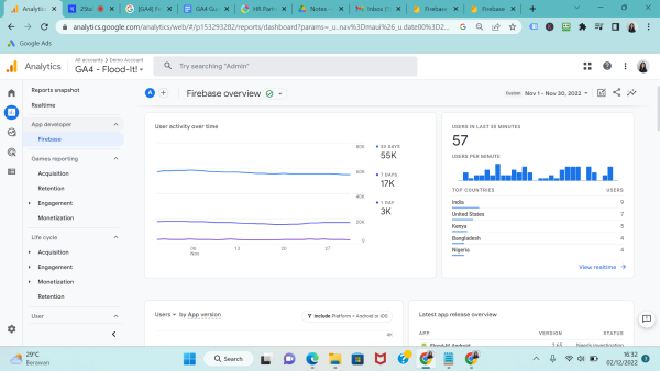 Firebase report on Google Analytics 4 (GA4)