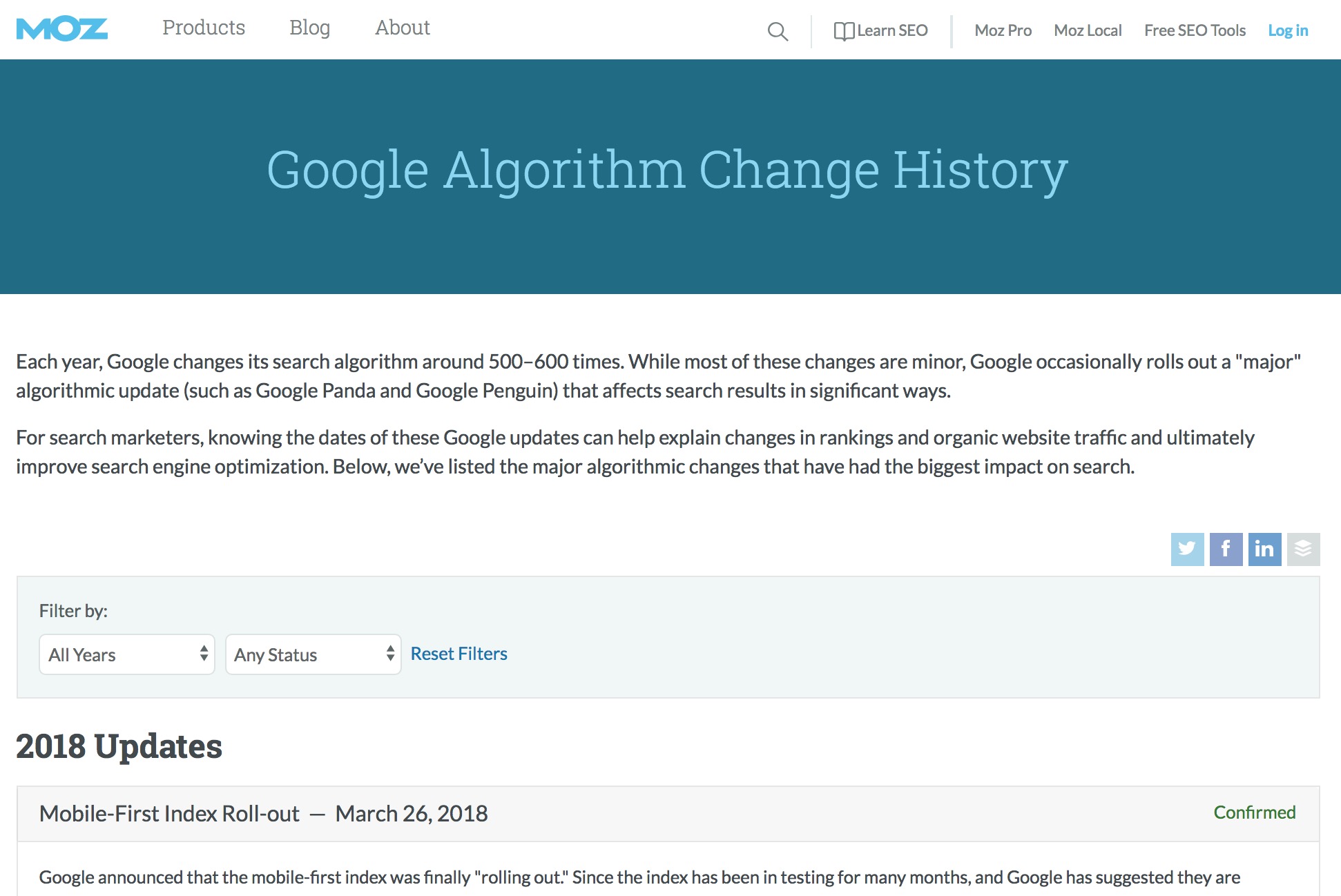 Moz Google Algorithm Changes