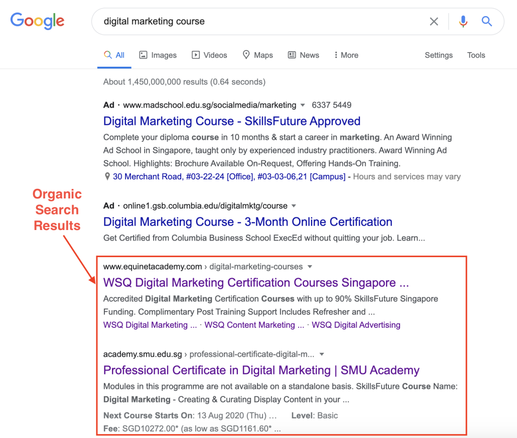 Organic Search Results
