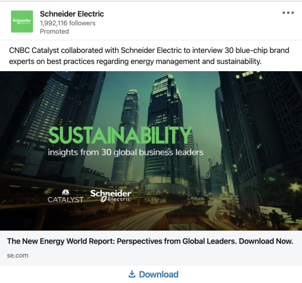 Schneider Electric ads on Sustainability