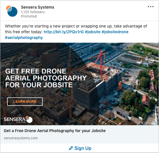 Sensera Systems ads on Drone Aerial Photography For Jobsite